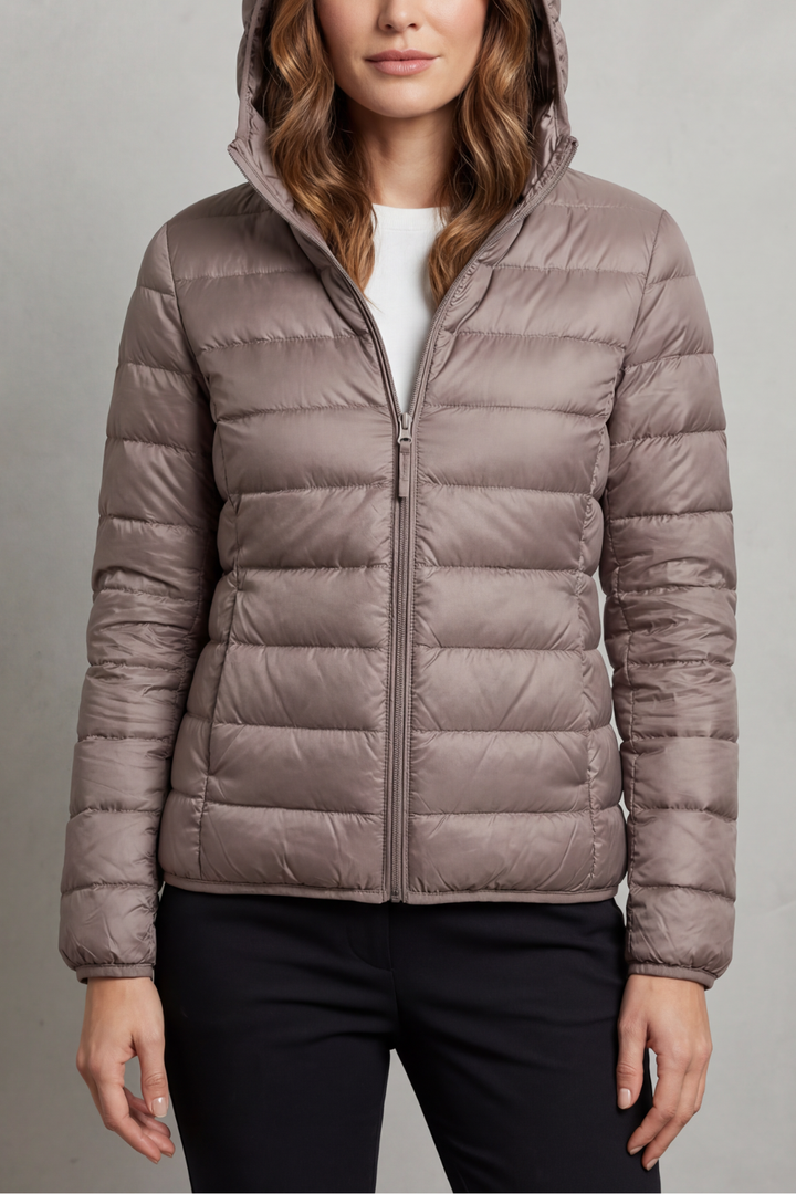 Sabrina Elegant Lightweight Packable Hooded Puffer Jacket