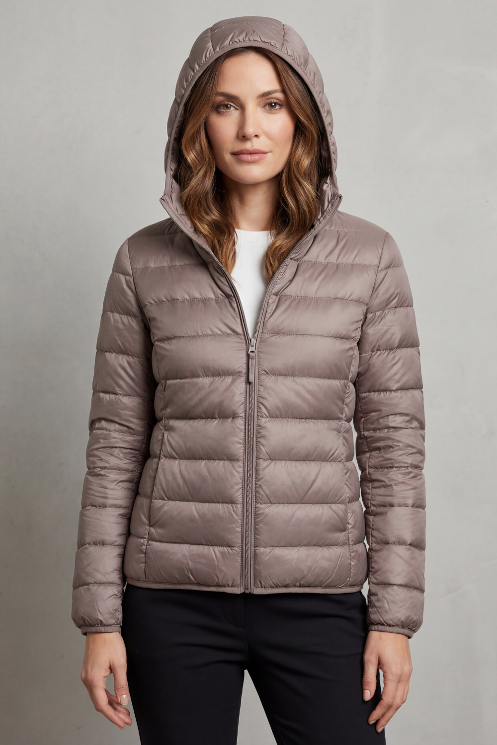 Sabrina Elegant Lightweight Packable Hooded Puffer Jacket - image 2