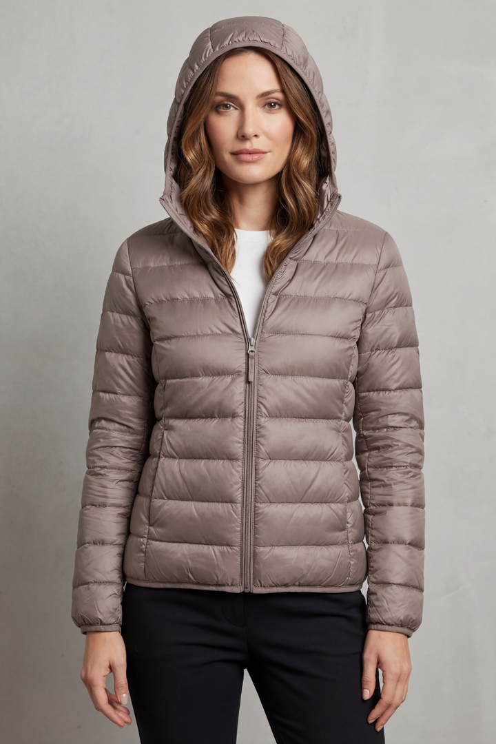 Sabrina Elegant Lightweight Packable Hooded Puffer Jacket - image 2