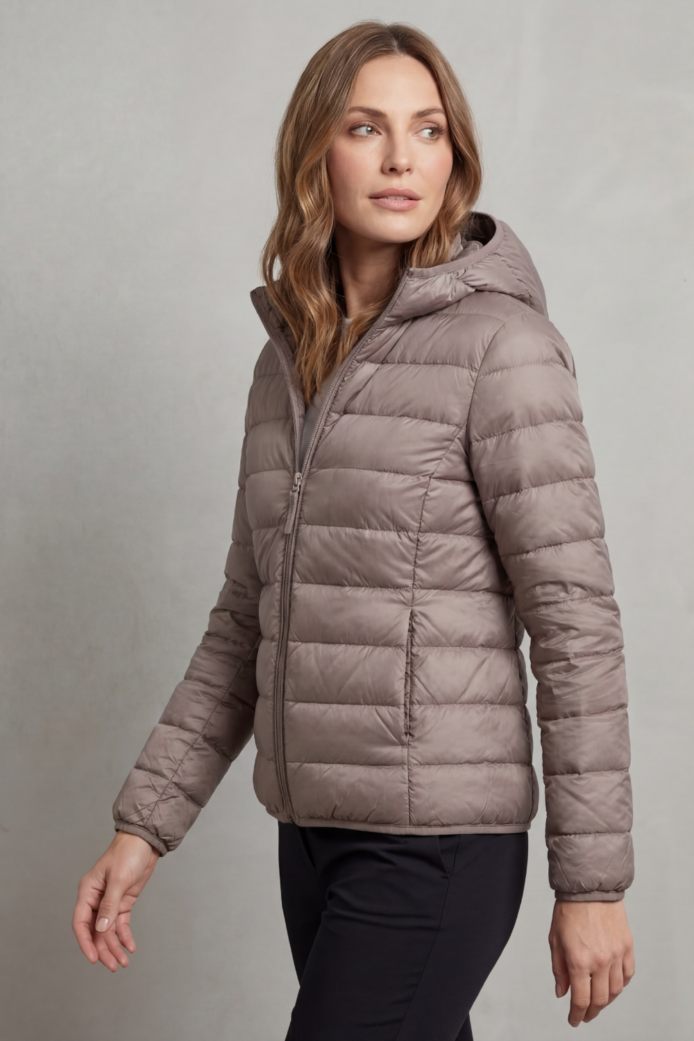 Sabrina Elegant Lightweight Packable Hooded Puffer Jacket - image 3