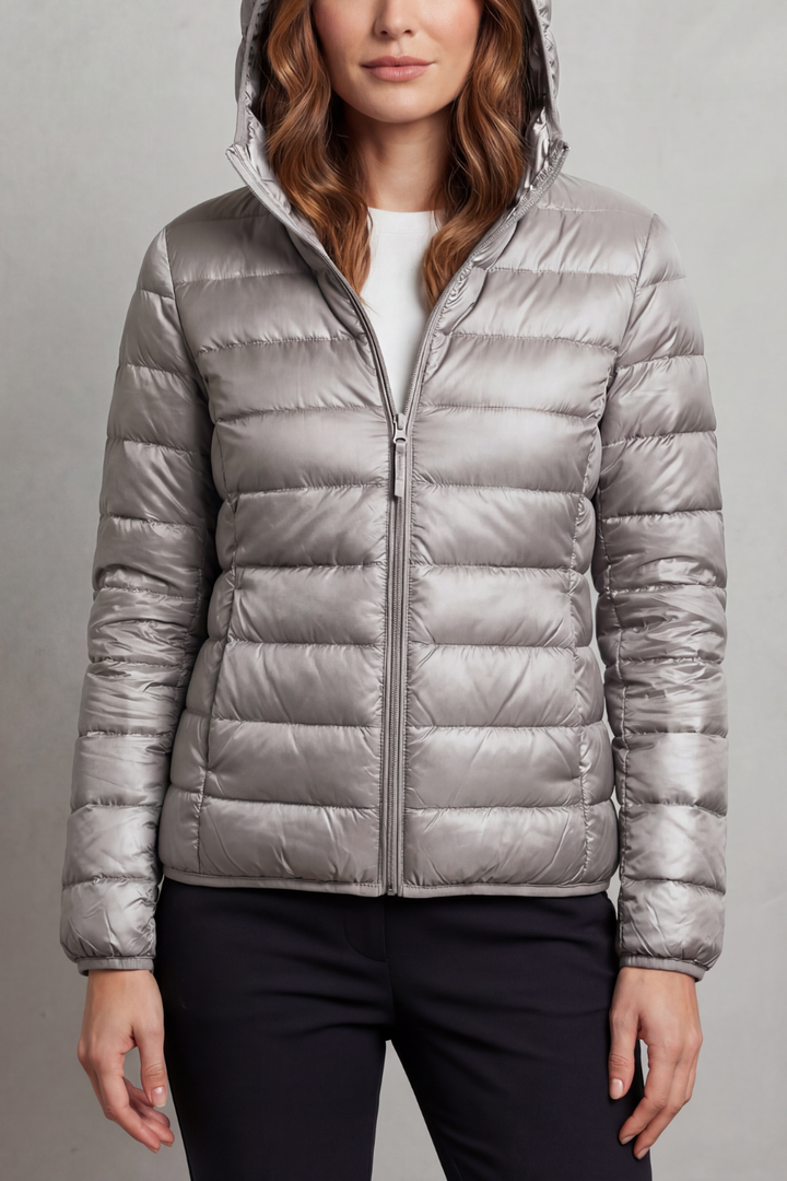 Sabrina Elegant Lightweight Packable Hooded Puffer Jacket - image 5