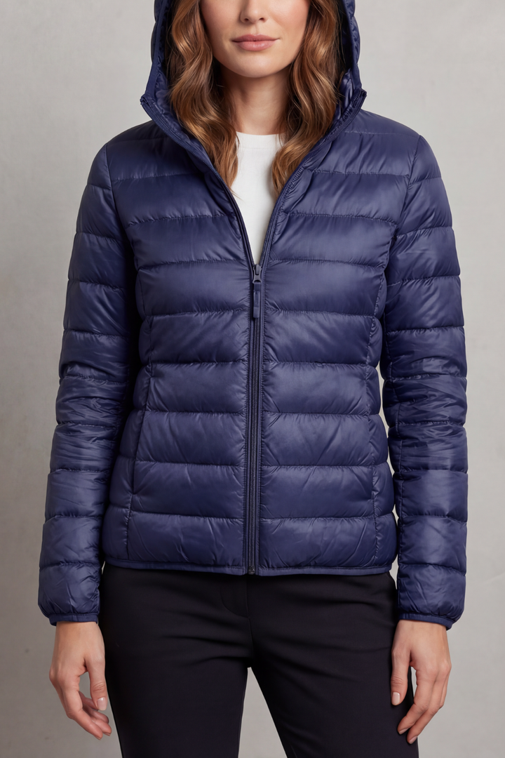 Sabrina Elegant Lightweight Packable Hooded Puffer Jacket - image 9