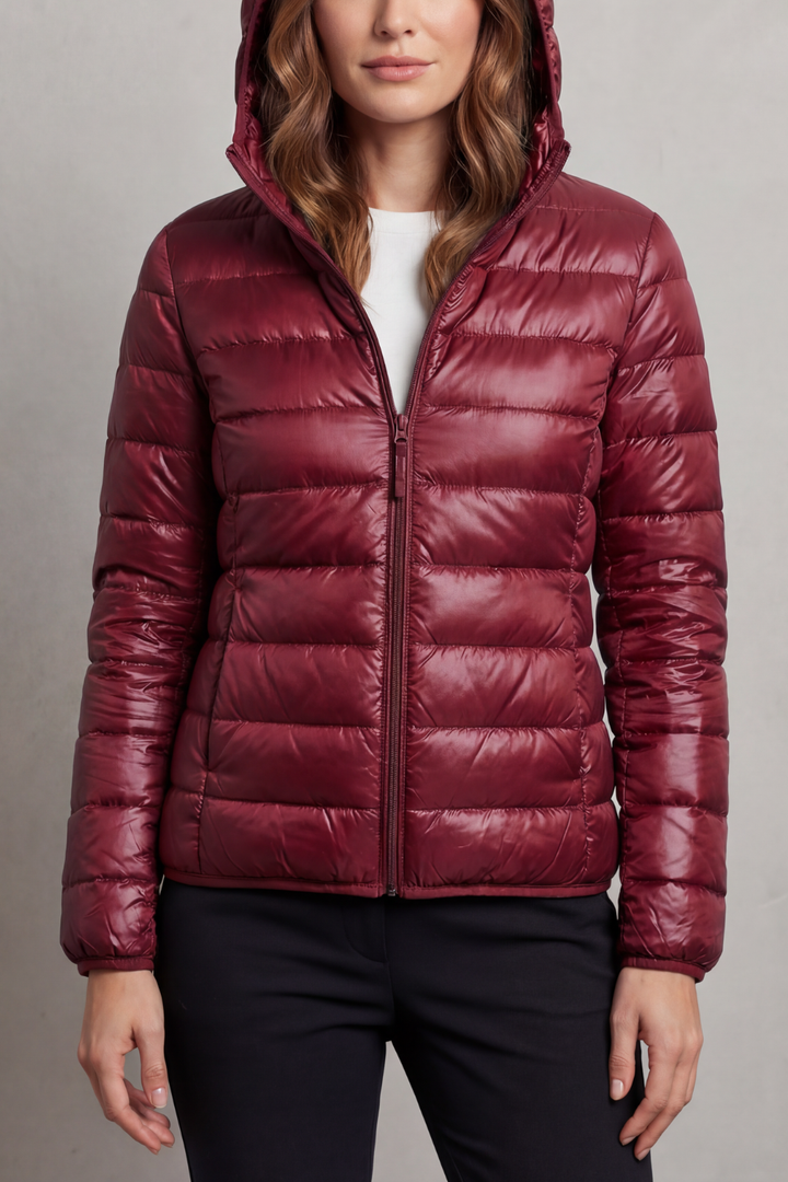 Sabrina Elegant Lightweight Packable Hooded Puffer Jacket - image 11