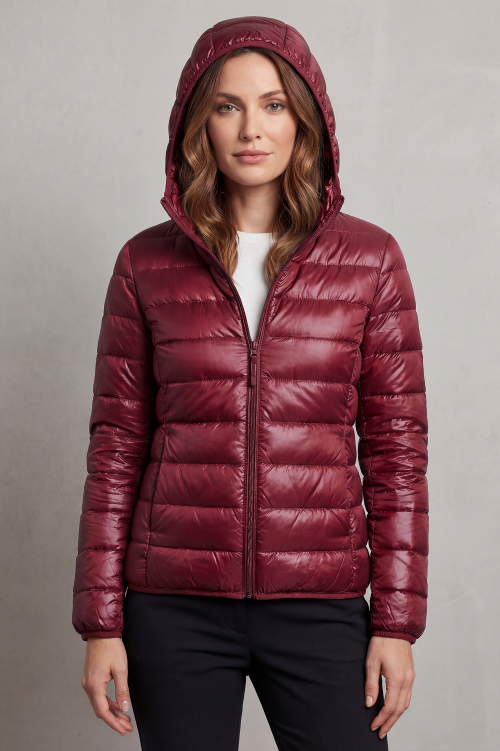 Sabrina Elegant Lightweight Packable Hooded Puffer Jacket - image 12