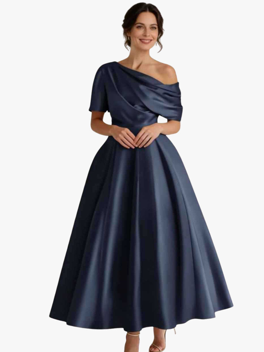 Freda Elegant Satin A Line Dress