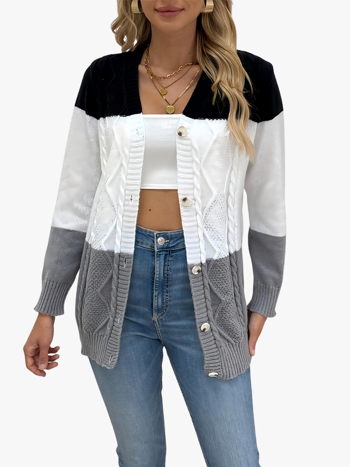 Sylvie patchwork knit cardigan