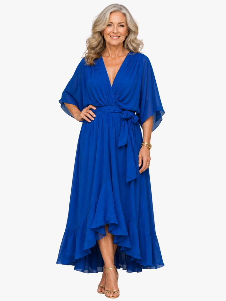 Hermione Elegant Draped Wrap Maxi Dress