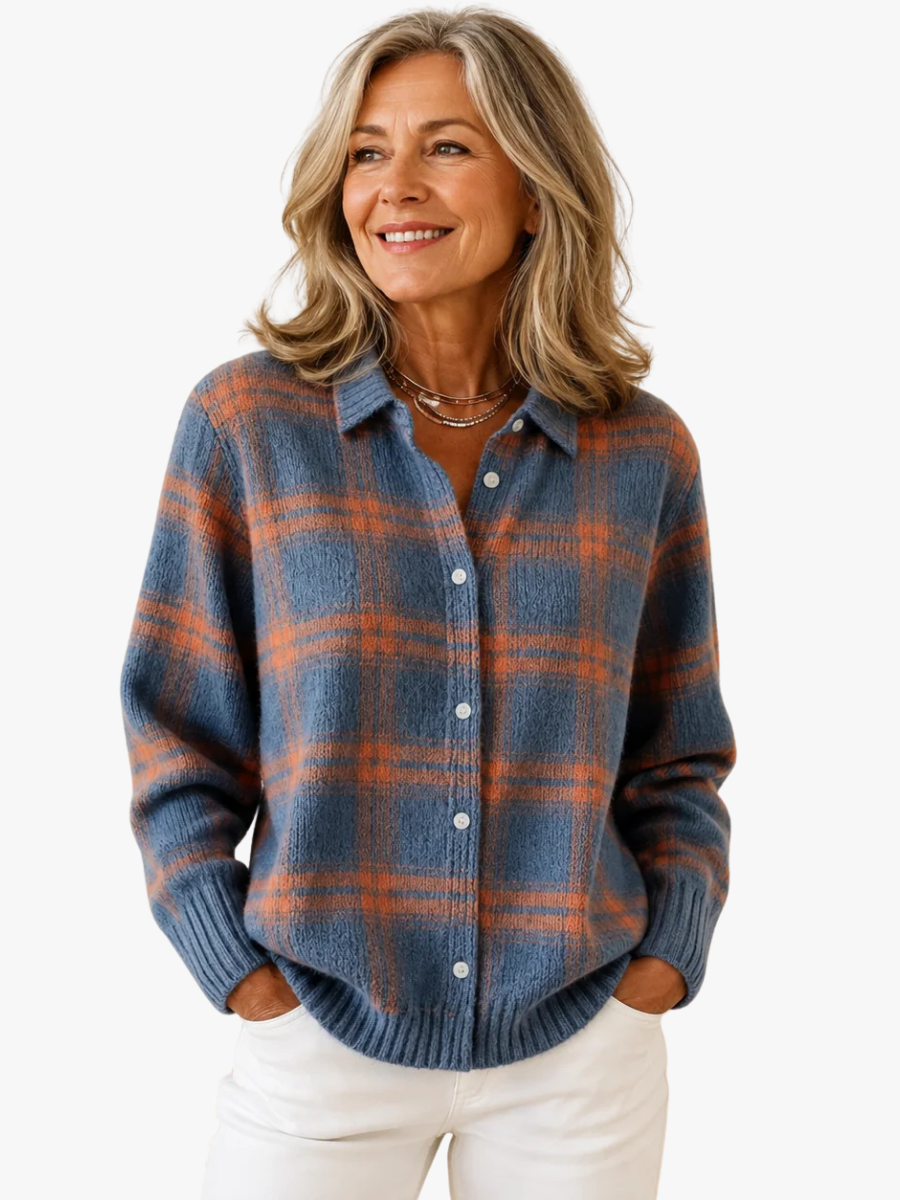 Juliette checked knit jumper with collar