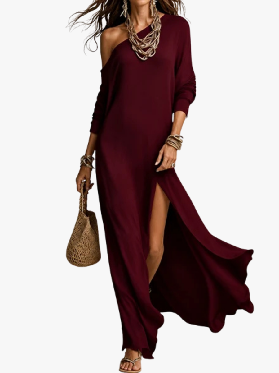 Alma Elegant One Shoulder Fluid Dress