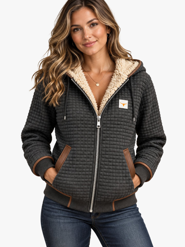 Flavia Elegant Hooded Sherpa Lined Quilted Jacket