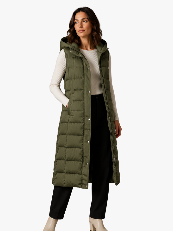 Cassia longline hooded gilet