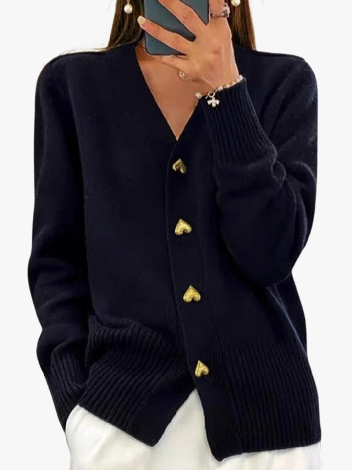 Lotte heart button knit cardigan