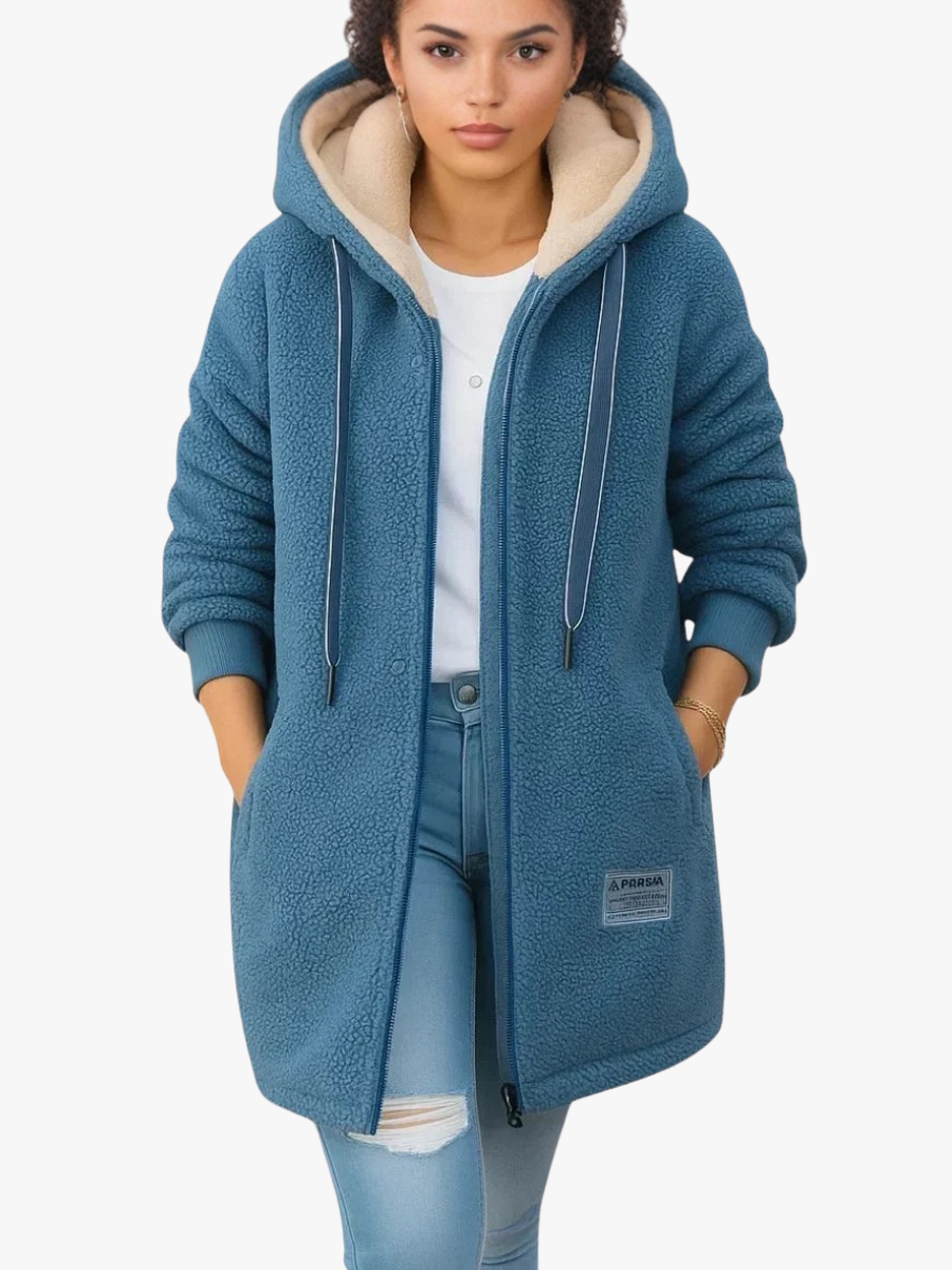 Sunna longline hooded fleece jacket