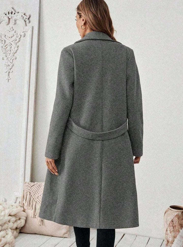 Esme belted long wool coat with wide collar – image 15