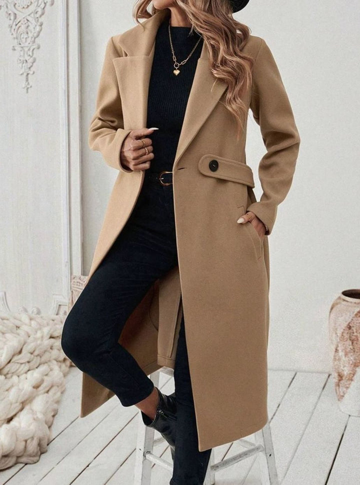 Esme belted long wool coat with wide collar – image 2