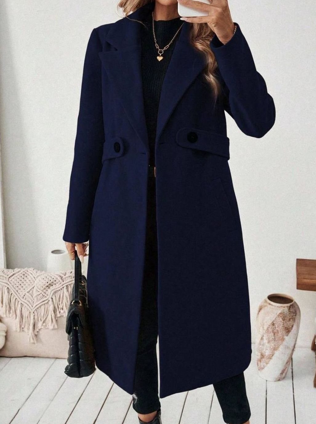 Esme belted long wool coat with wide collar – image 20