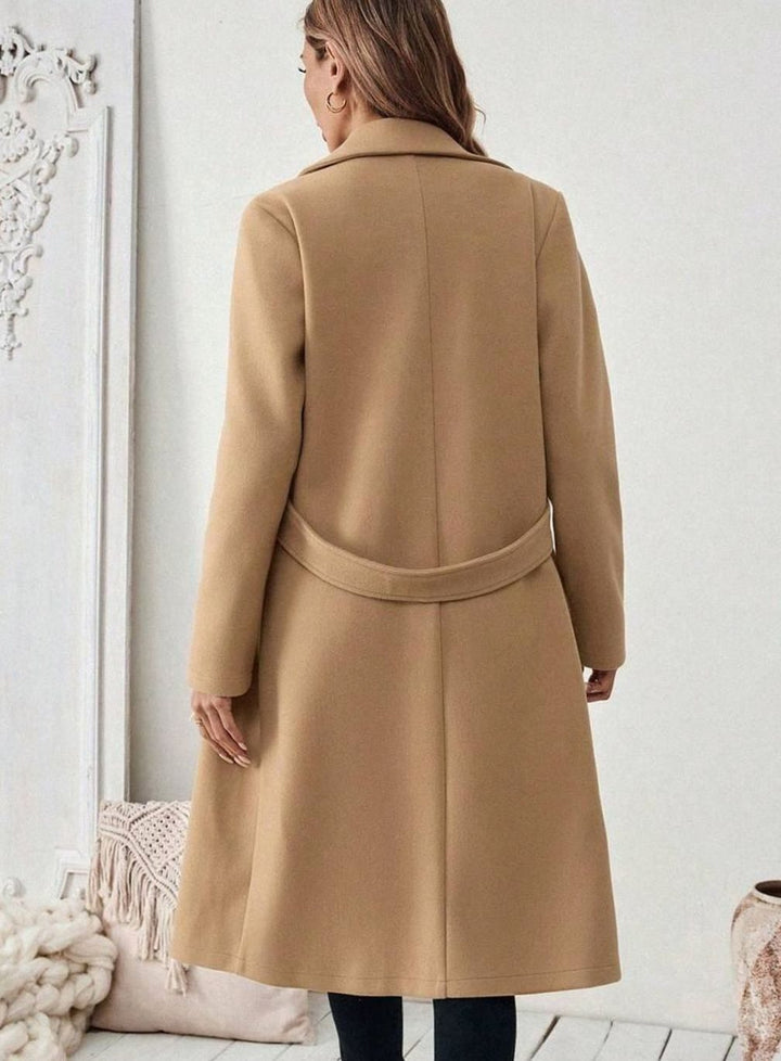 Esme belted long wool coat with wide collar – image 3