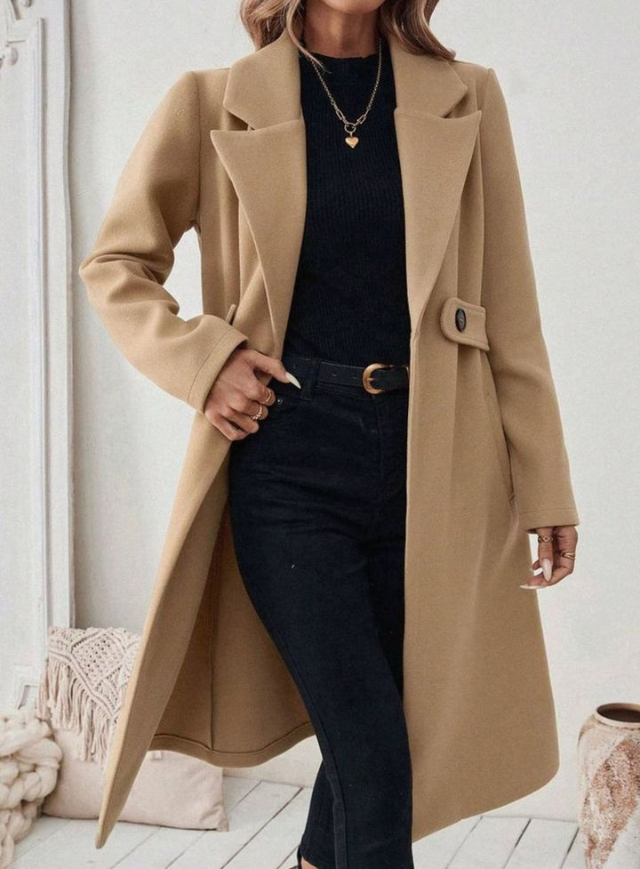 Esme belted long wool coat with wide collar – image 4