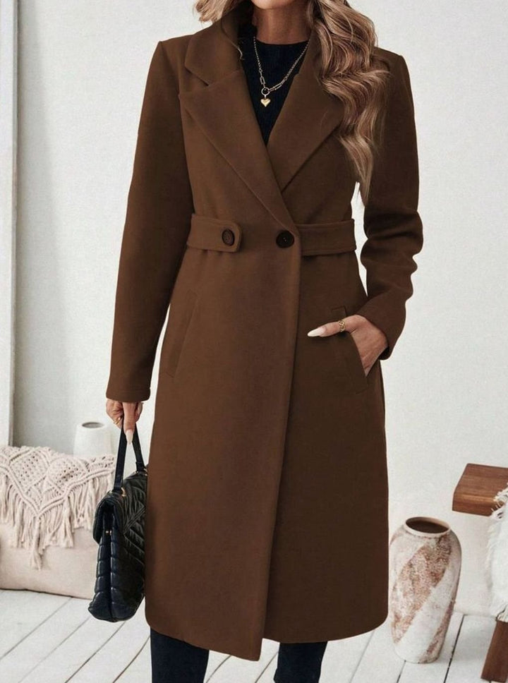 Esme belted long wool coat with wide collar – image 5