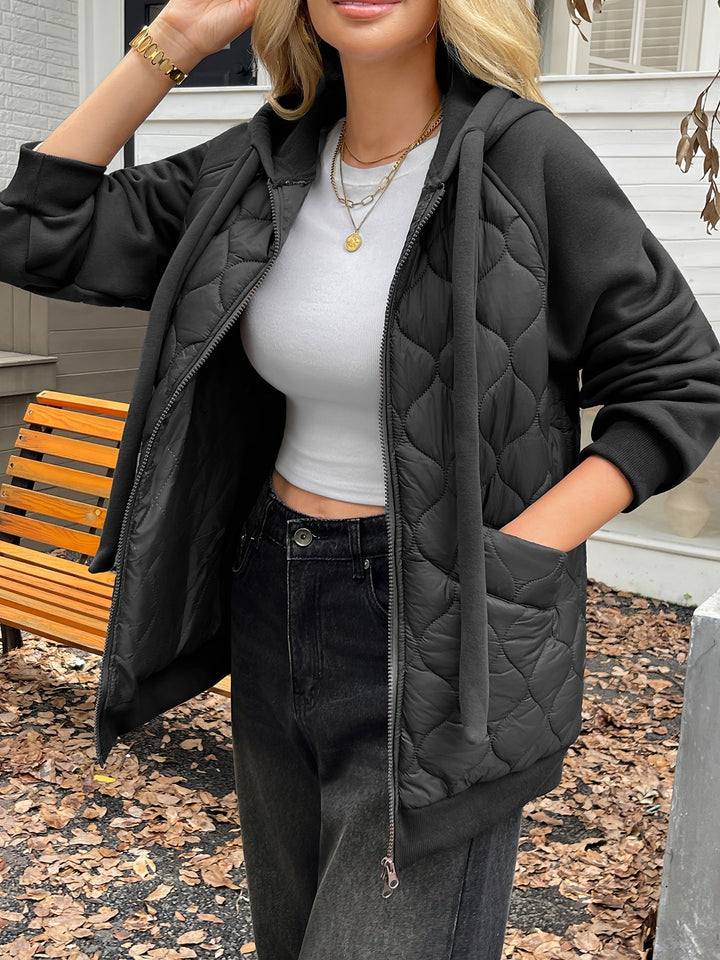 Nyla quilted hooded jacket with fleece sleeves