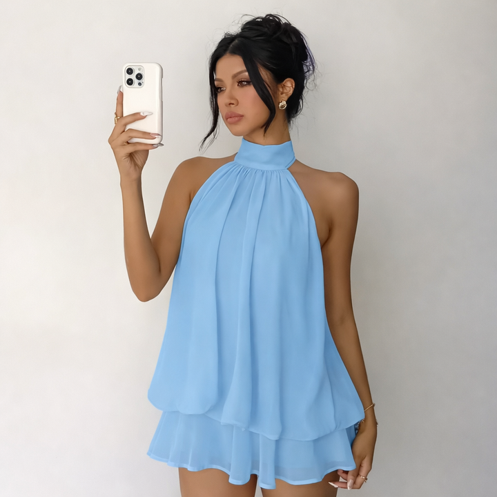 Alinta halter neck draped mini dress – image 4