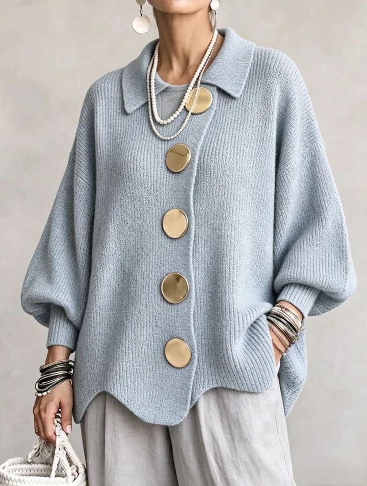 Brynhild oversized cardigan with gold buttons – image 12