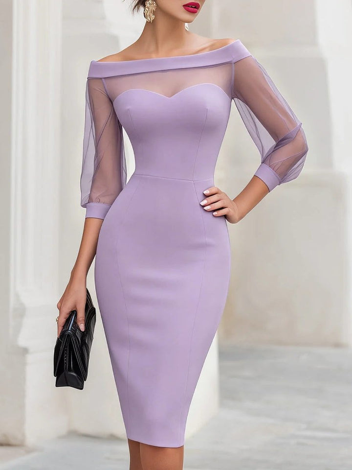 Ingegerd sweetheart bodycon midi dress with mesh sleeves – image 7