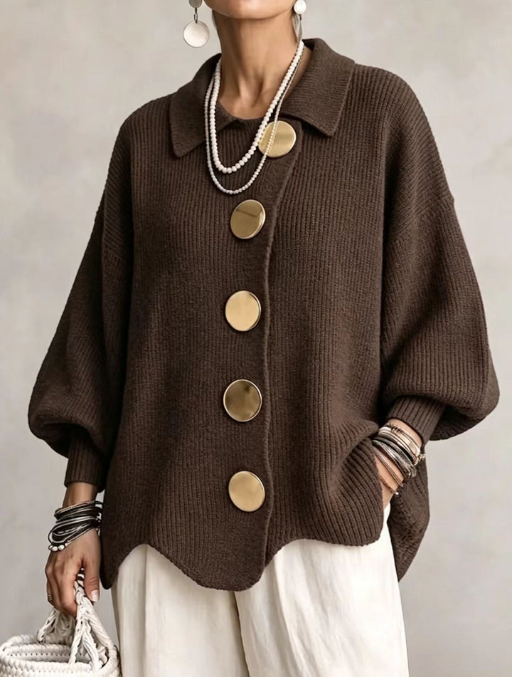 Brynhild oversized cardigan with gold buttons – image 9