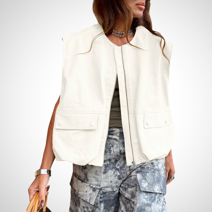 Aisling relaxed zip front padded gilet