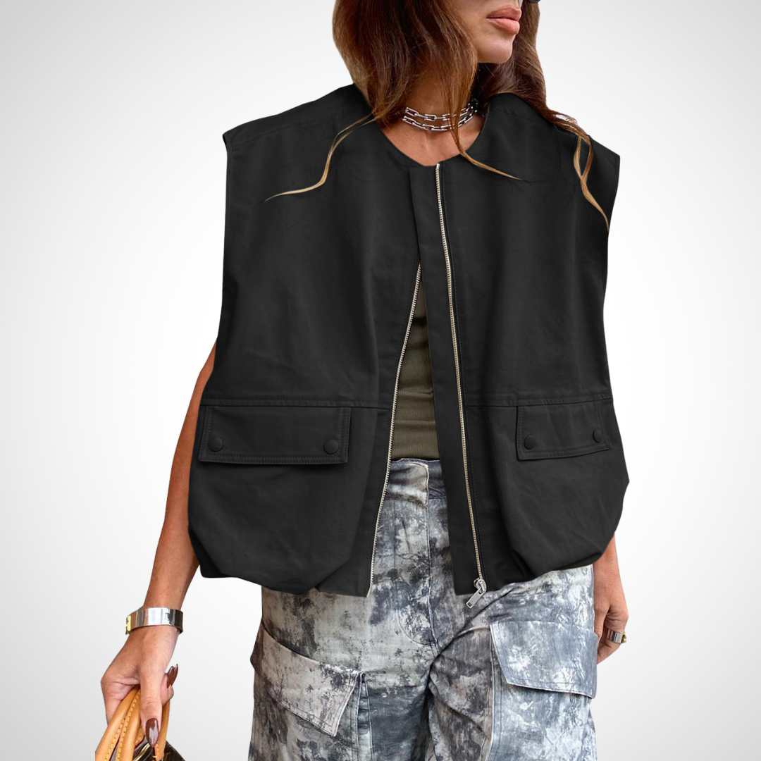 Aisling relaxed zip front padded gilet – image 2