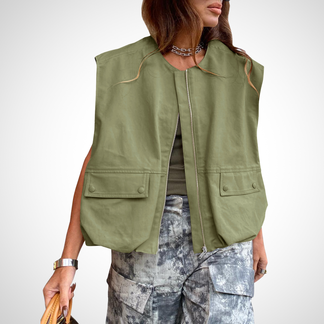 Aisling relaxed zip front padded gilet – image 3