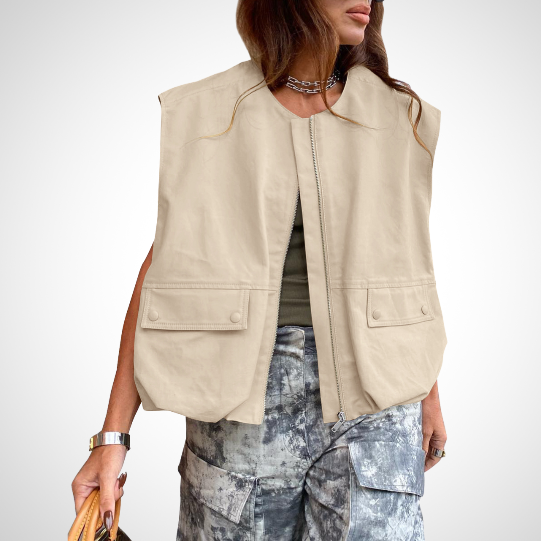 Aisling relaxed zip front padded gilet – image 4