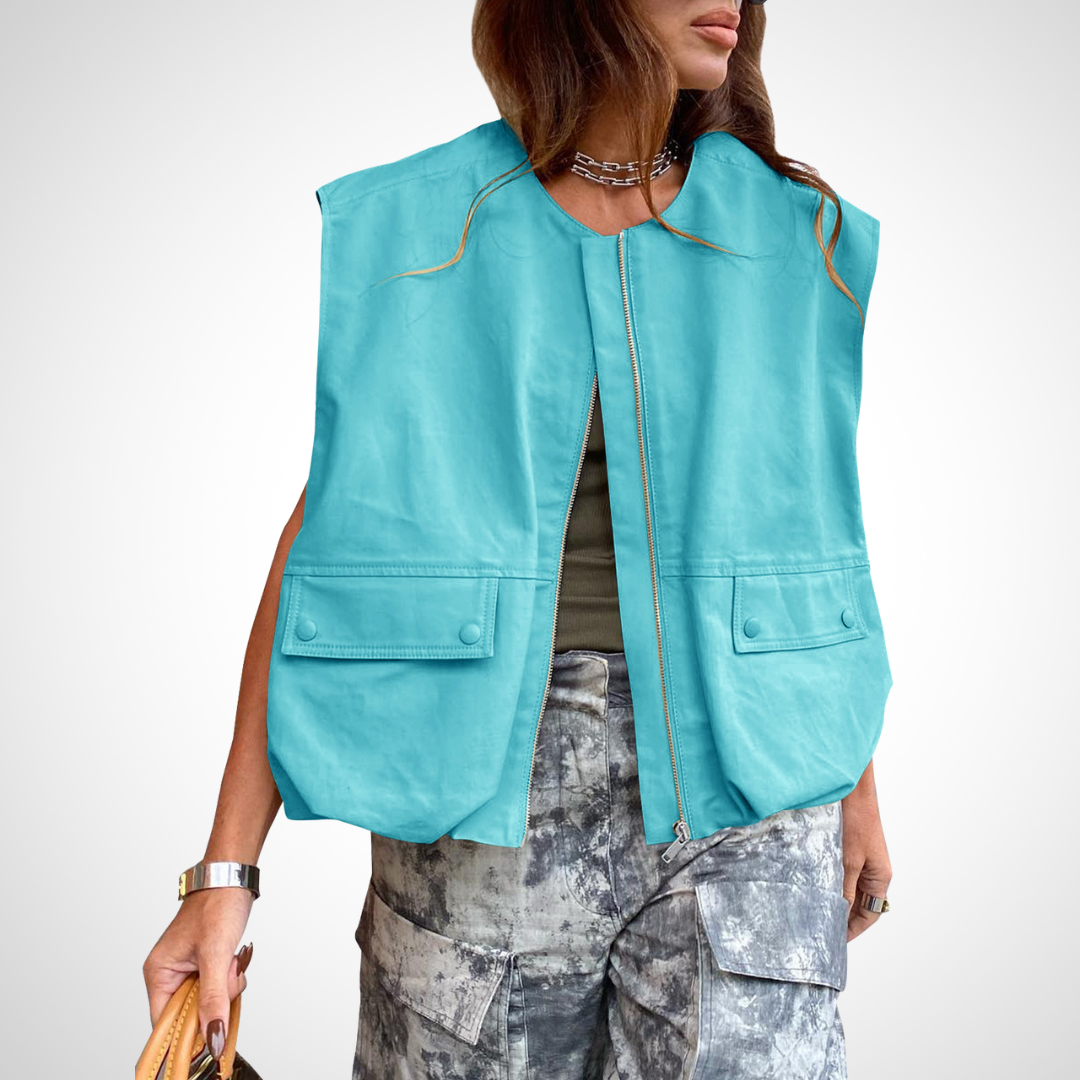 Aisling relaxed zip front padded gilet – image 5