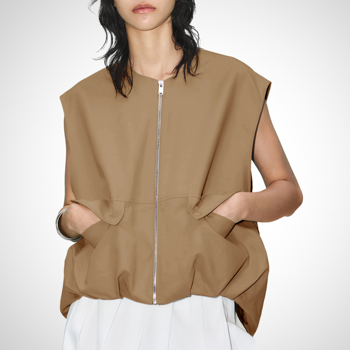 Aisling relaxed zip front padded gilet – image 7