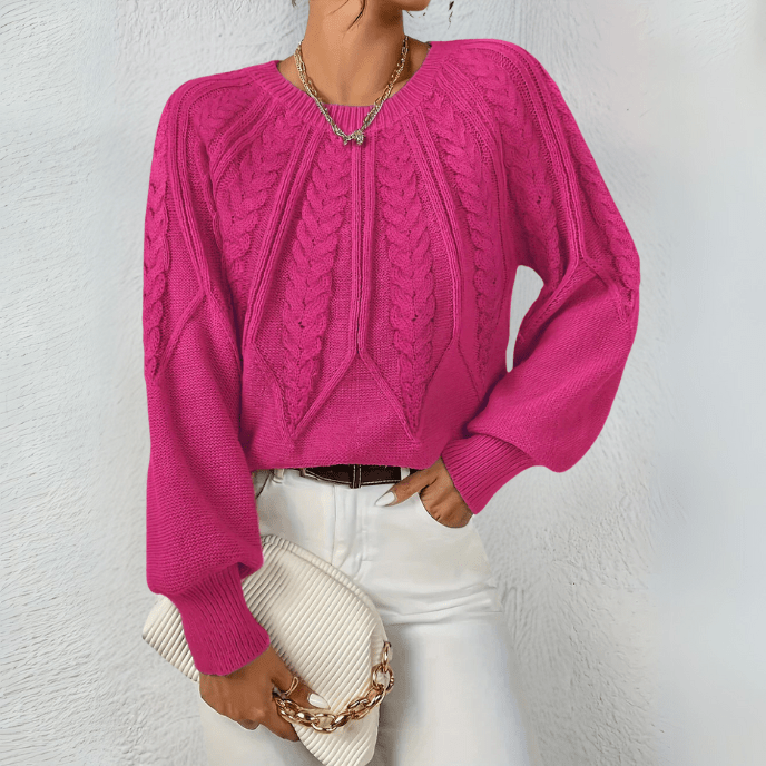 Cosima cable knit jumper with puff sleeves – image 10