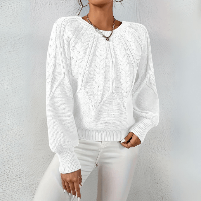 Cosima cable knit jumper with puff sleeves – image 3
