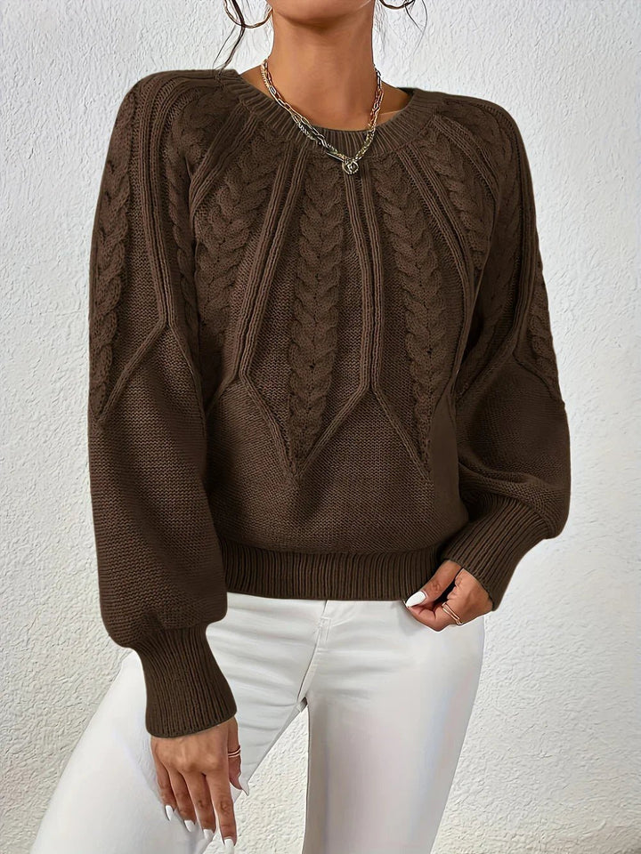 Cosima cable knit jumper with puff sleeves – image 4