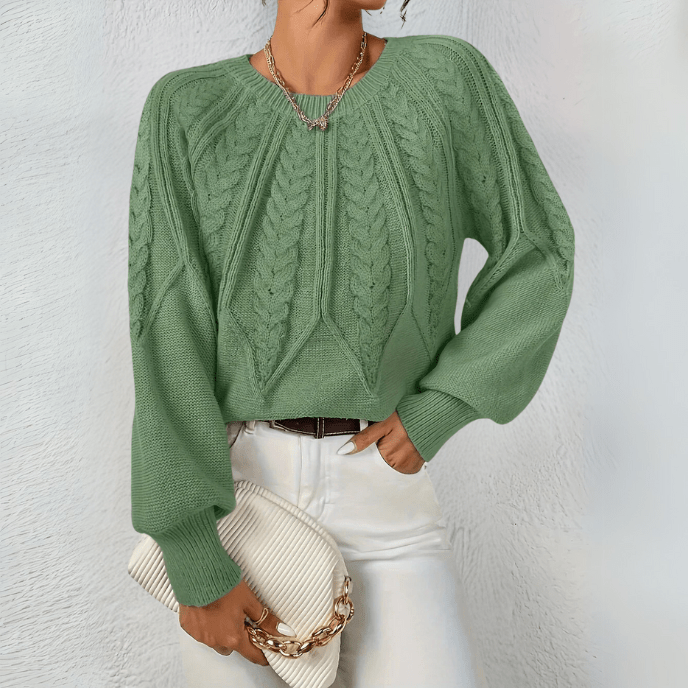 Cosima cable knit jumper with puff sleeves – image 5