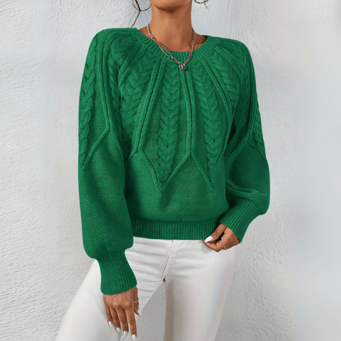 Cosima cable knit jumper with puff sleeves – image 6