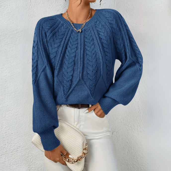 Cosima cable knit jumper with puff sleeves – image 7