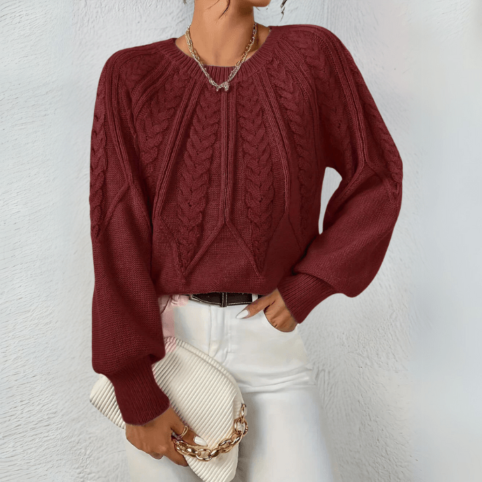 Cosima cable knit jumper with puff sleeves – image 8