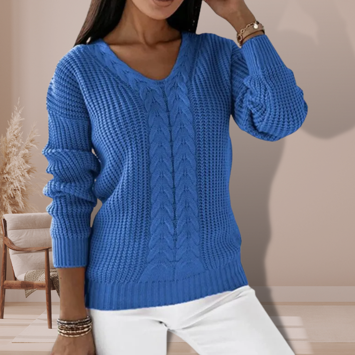 Merel cable knit v neck jumper – image 3