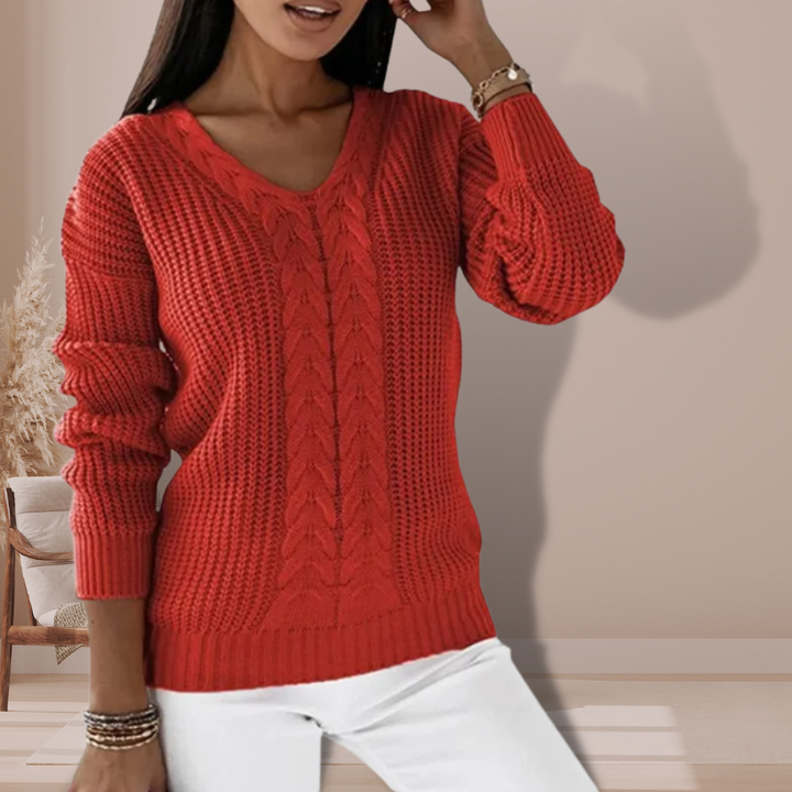 Merel cable knit v neck jumper – image 4