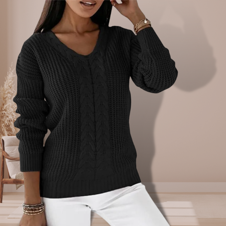 Merel cable knit v neck jumper – image 5