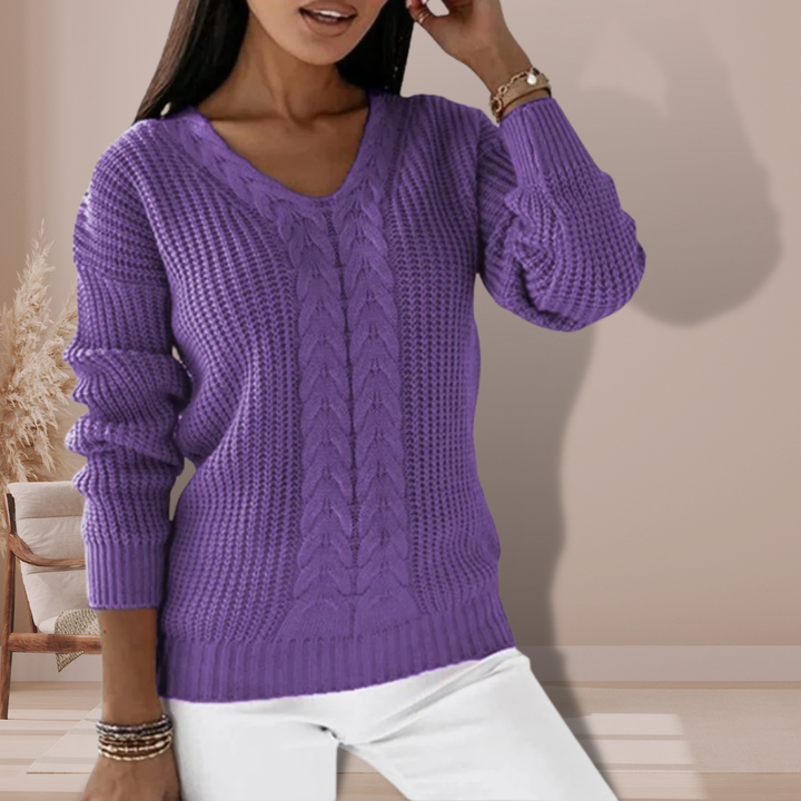 Merel cable knit v neck jumper – image 6