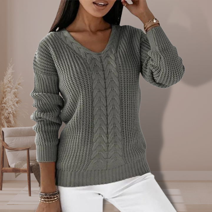 Merel cable knit v neck jumper