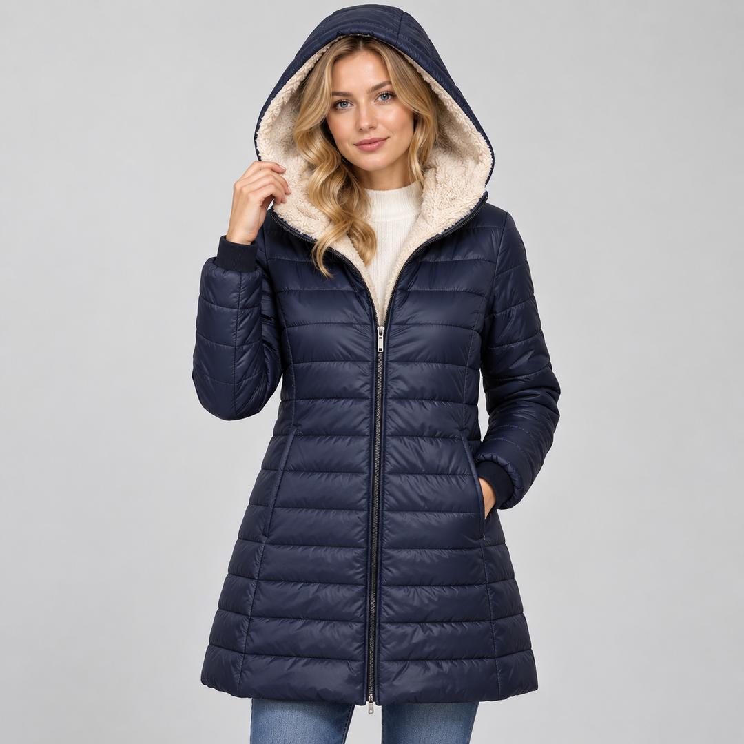 Eulalie fleece lined hooded padded coat