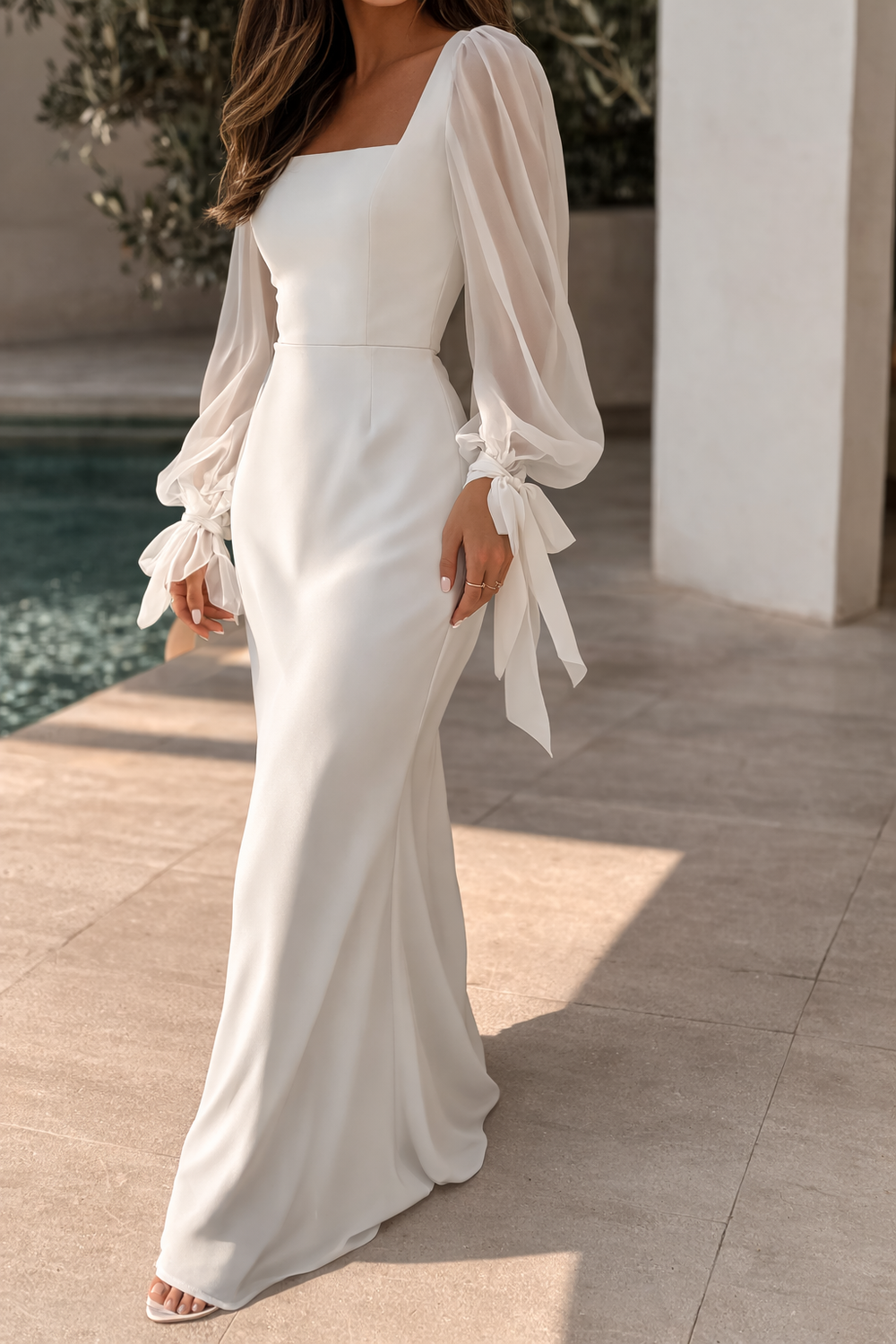Olena square neck bishop sleeve maxi dress – image 2