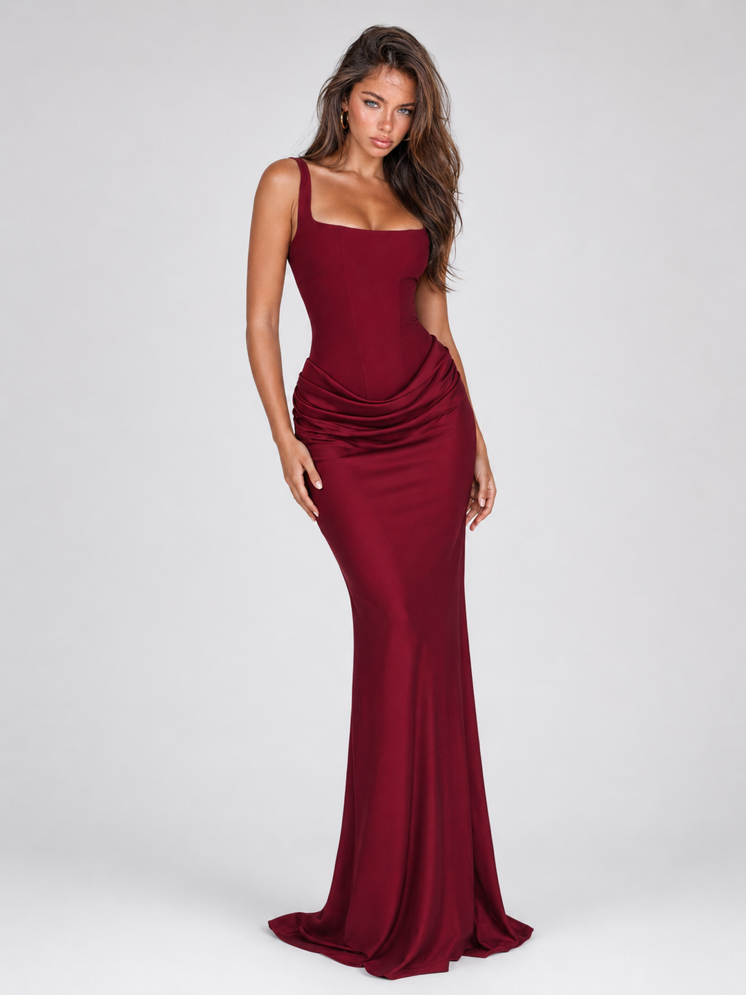 Gwendolyn Elegant Square Neck Bodycon Corset Maxi Dress - image 3