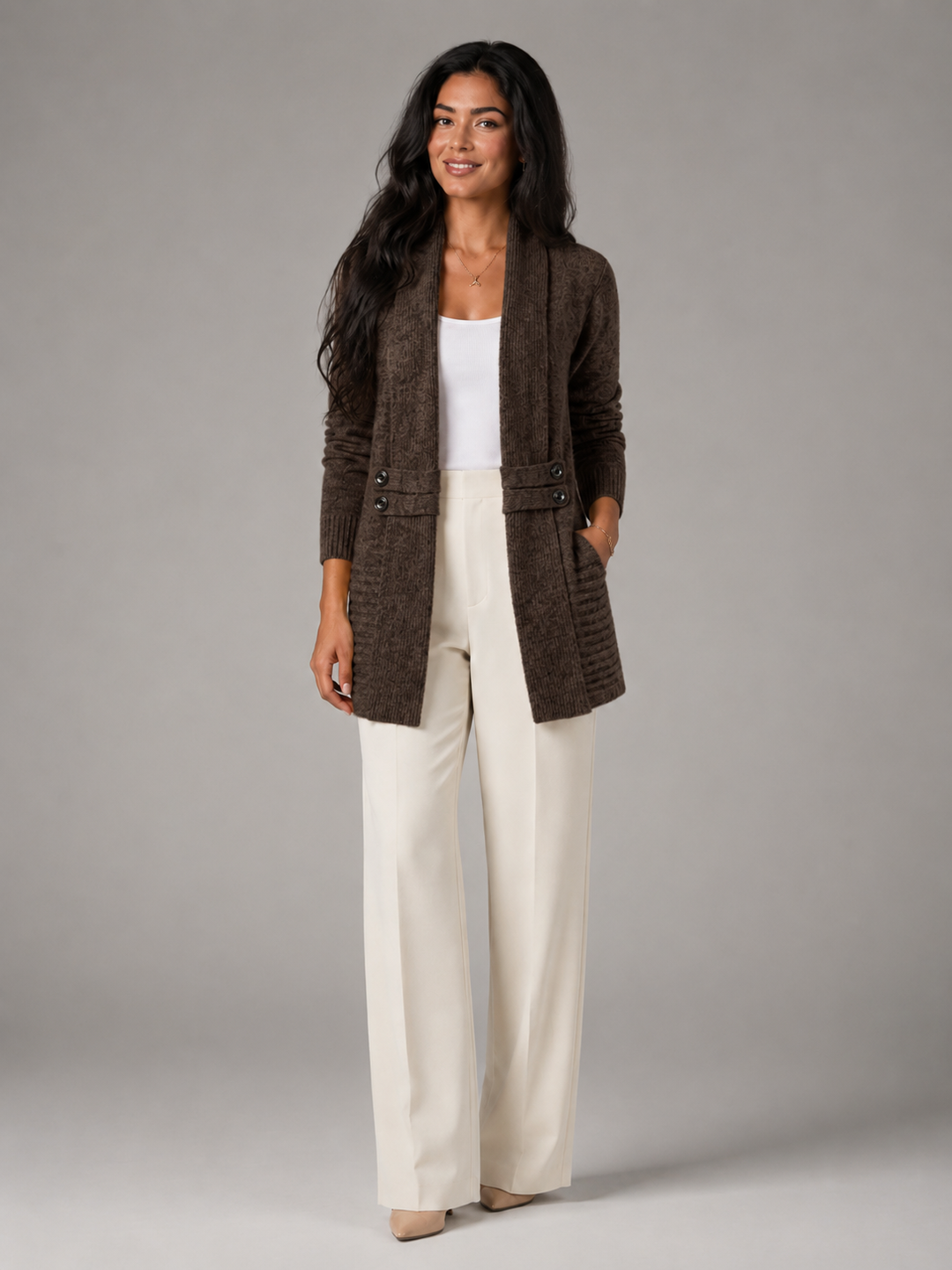 Judith shawl collar cardigan sweater with pockets – image 4